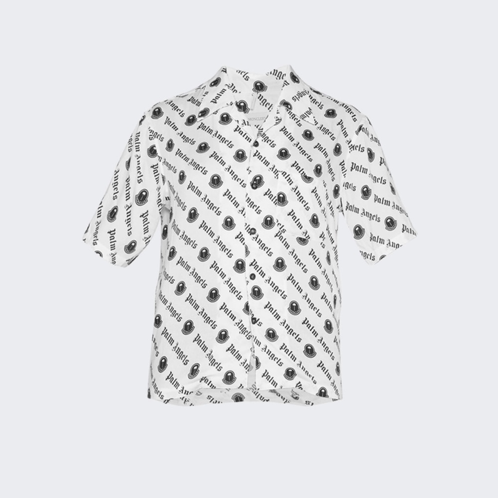 Palm Angels White Logo Print Men's Shirt
